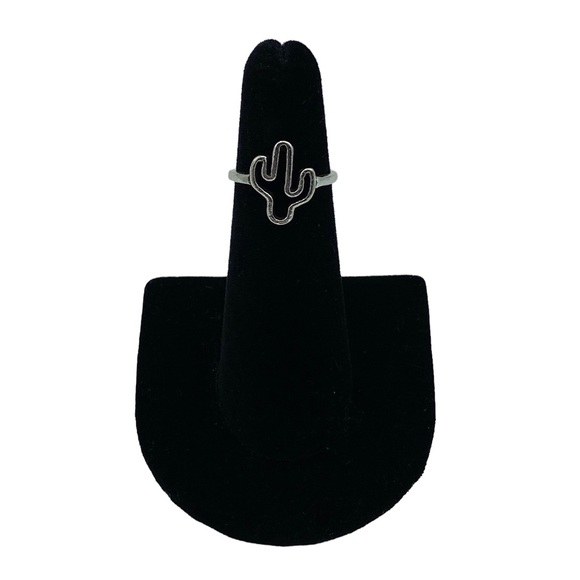 Vintage Retro Silver Cactus Plant Desert Ring - Picture 1 of 6